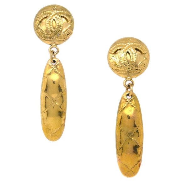 Chanel Dangle Earrings Clip-On Gold 94P KK91183 - Picture 1 of 4